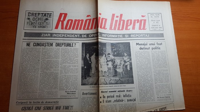 ziarul romania libera 10 februarie 1990-un pericol real-inflatia si somajul