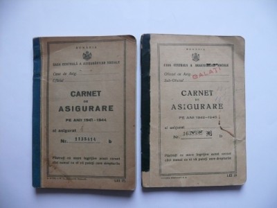 2 X Carnet de asigurare 1941-1944, 1942-1945 pe acelasi nume foto