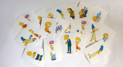 Lot 21 cartonase stickere Familia Simpson desene animate, The Simpsons foto