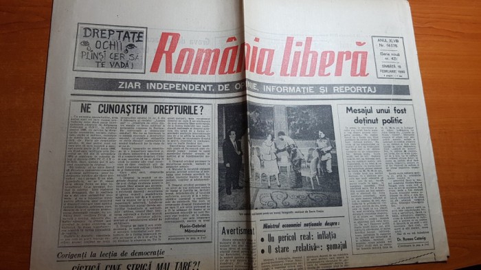 ziarul romania libera 10 februarie 1990-un pericol real-inflatia si somajul