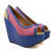 Pantofi cu platforma Loly fuchsia / bleu / ocru