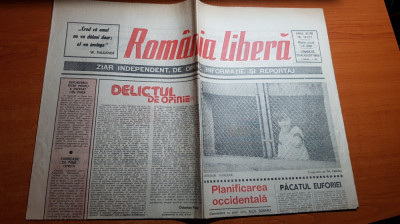 ziarul romania libera 25 august 1990-art. delictul de opinie de octavian paler foto