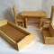 Mobilier lemn pentru papusi, pat, masa, 2 scaune, fotoliu