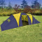 Cort pentru camping din poliester, 9 persoane, Albastru/ Galben