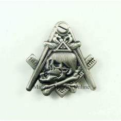 Pin masonic - Cap de mort - Silver Vintage foto