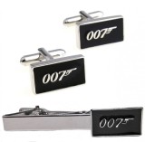 SET Butoni camasa si ac cravata model James Bond 007 + ambalaj cadou, Inox