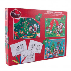 Puzzle 3 in 1 Mickey - Craciun foto