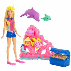 Set joaca Papusa Barbie Comoara din ocean si delfinul magic FCJ29 Mattel foto