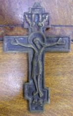 RASTIGNIREA, CRUCIFIX DIN BRONZ , RUSIA CIRCA 1900 foto