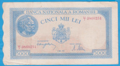 (1) BANCNOTA ROMANIA - 5.000 LEI 1944 (2 MAI 1944), FILIGRAN TRAIAN foto