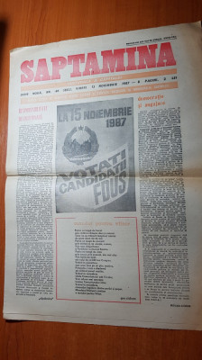 ziarul saptamana 15 noiembrie 1987-campanie electorala pt FDUS foto