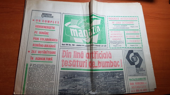 ziarul magazin 30 septembrie 1972-art. fabrica de tesaturi savinesti,jud. neamt