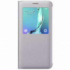 Husa protectie SAMSUNG pentru Galaxy S6 Edge Plus (G928), Plastic, Smart Flip Cover (S-View), Clear View, Argintie foto