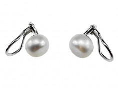 Cercei argint clips cu perle naturale albe foto