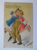 Carte postala cu tematica umoristica militara din anii 20, Circulata, Printata