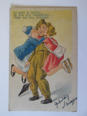 Carte postala cu tematica umoristica militara din anii 20 foto