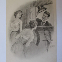 Carte postala caricatura umoristica ilustrator francez,necirculata aprox.1910