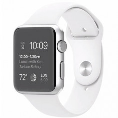 Apple Watch cu carcasa din aluminiu silver, 42 mm, bratara Sport, Alb foto