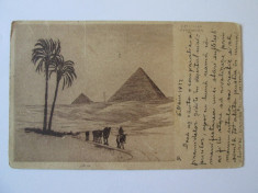 Carte postala Egipt-Piramidele,circulata la Bal?i in 1922 foto