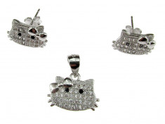 Set argint Hello Kitty cu zirconia foto