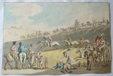 Thomas Rowlandson &quot;Racing [The Start]&quot; gravura veche sec 19, Scene gen, Cerneala, Altul