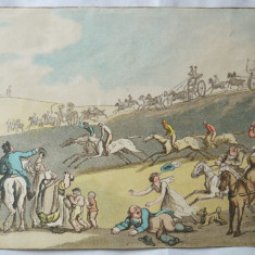 "Cursa de cai" gravura veche