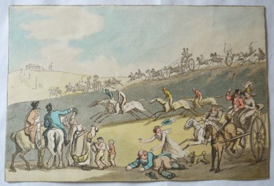 Thomas Rowlandson &amp;quot;Racing [The Start]&amp;quot; gravura veche sec 19 foto