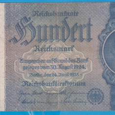 (9) BANCNOTA GERMANIA - 100 MARK (REICHSMARK) 1935 (24 IUNIE), SVASTICA