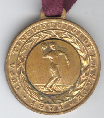 1971 HANDBAL LOCUL 1 - Cupa UTC - medalie premiu Republica Socialista Romania foto