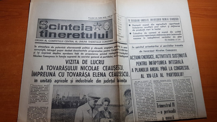 ziarul scanteia tineretului 2 octombrie 1989-vizita lui ceausescu in ialomita