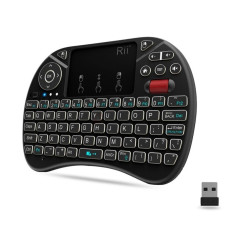 Mini tastatura wireless unique scroll, iluminata, touchpad 2.5 inch, 92 taste, Rii i8X foto