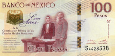 Bancnota Mexic 100 Pesos 2016 - P130 UNC ( Centenarul constitutiei ) foto
