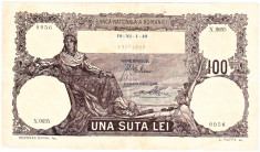 Bancnota 100 lei 1940 filigran BNR frumoasa foto