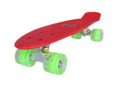 Penny board Mad Cruiser cu roti LED ABEC 7-rosu foto