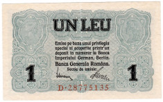 Bancnota 1 leu 1917 BGR XF/a.UNC foto