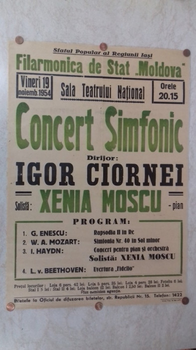 Iasi Afis Concert Simfonic 1954