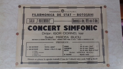 Botosani Afis Concert Simfonic 1955 foto