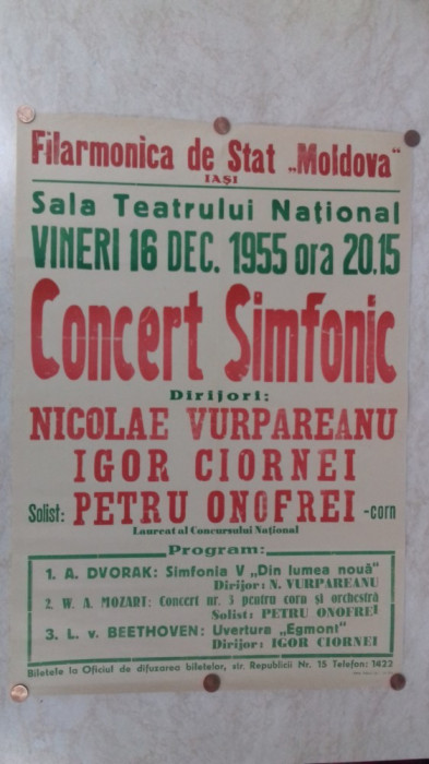 Iasi Afis Concert Simfonic 1955