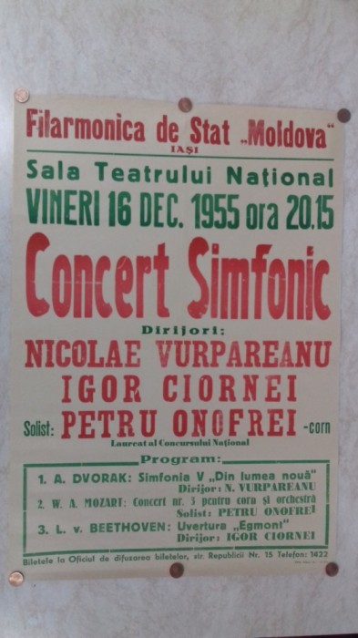 Iasi Afis Concert Simfonic 1955