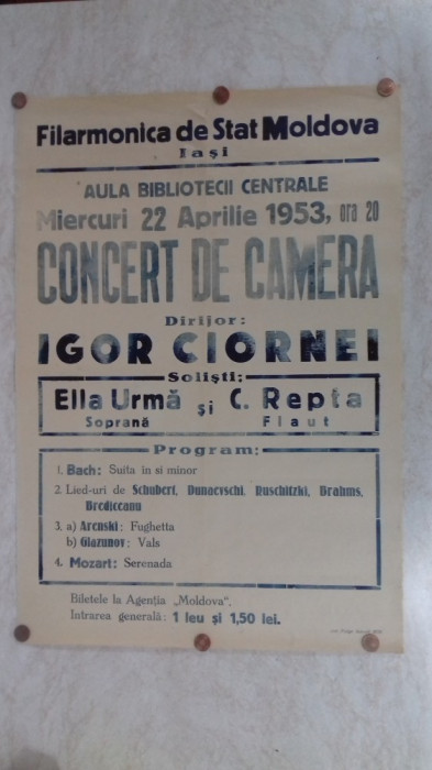 Iasi Afis Filarmonica 1953