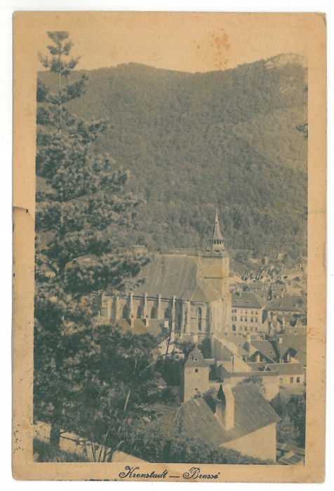 394 - BRASOV, Black Church, Panorama - old postcard - used - 1921