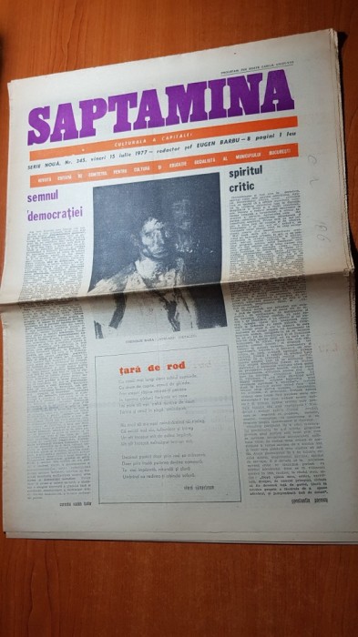 ziarul saptamana 15 iulie 1977-art. &quot;semnul democratiei&quot; de corneliu vadim tudor