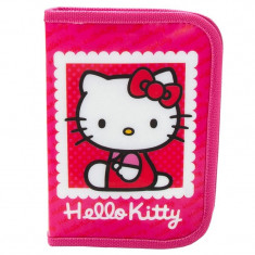 Penar echipat Hello Kitty, 1 compartiment cu fermoar, 16 piese, roz foto