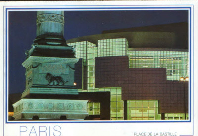 Franta - CP necirc.- Paris- Piata Bastille baza Columnei iulie și Opera Bastille foto