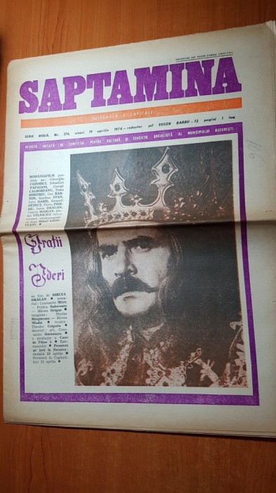 ziarul saptamana 19 aprilie 1974-lansaraea filmului romanesc &quot; fratii jderi &quot;