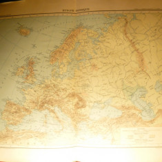 Harta Fizica Europa la 1906,dim.=42x39 cm ,Ed.Hachette ,autori F.Schrader