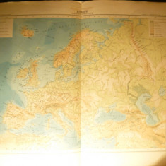 Harta Hipsometrica Europa 1906,dim.=42x39 cm ,Ed.Hachette ,gravor Erhard