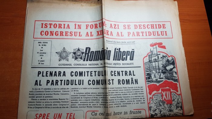ziarul romania libera 19 noiembrie 1979-congresul al 12 lea al PCR