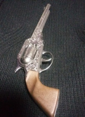 Pistol vintage jucarie/panoplie,Arma pistol cowboy metalic de colectie,T.GRATUIT foto