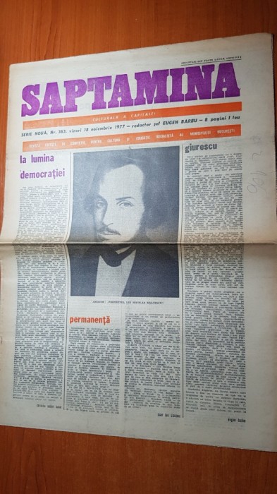 ziarul saptamana 18 noiembrie 1977-la lumina democratiei de corneliu vadim tudor